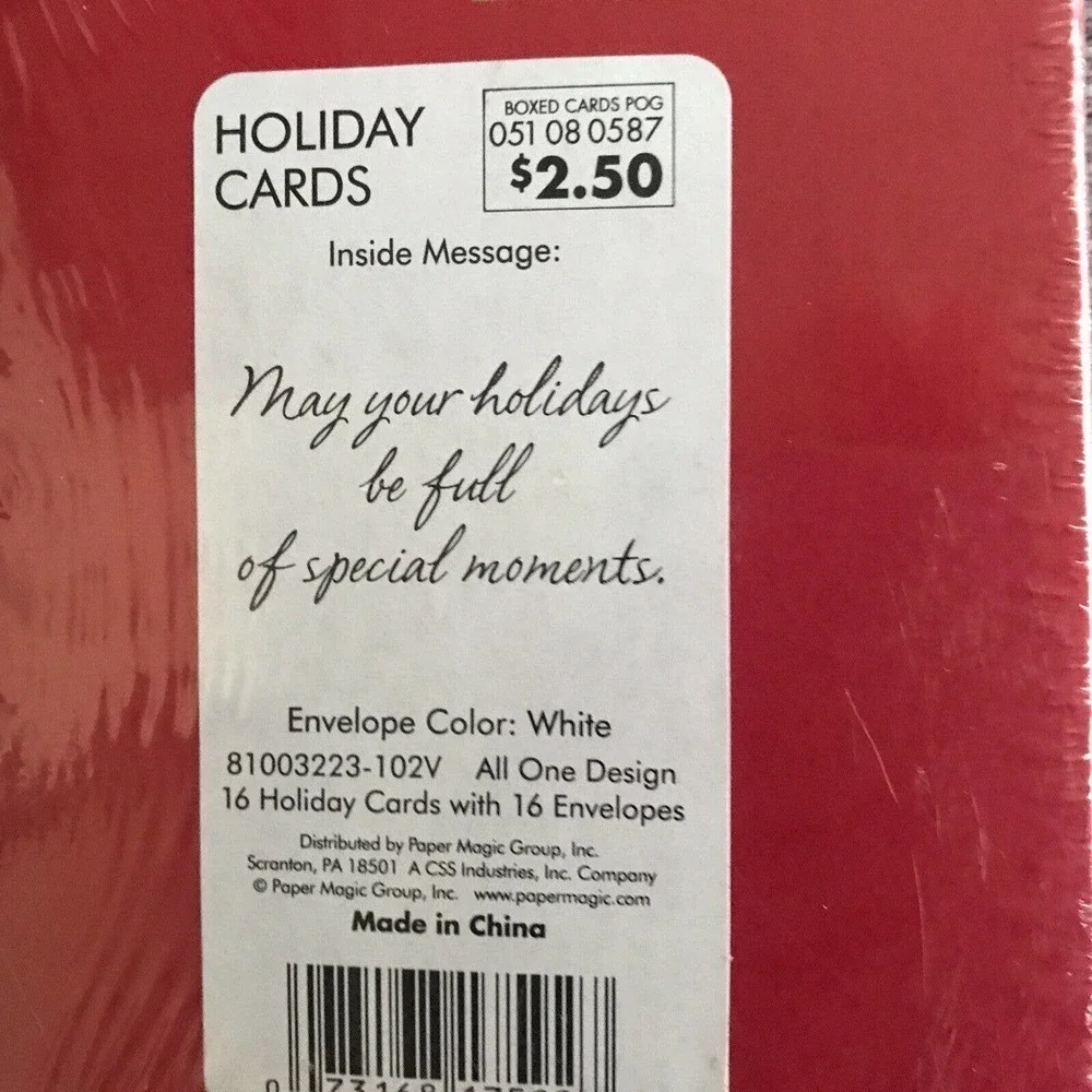 Box Christmas Cards 16 Cards/Envelopes Generic Message New In Box